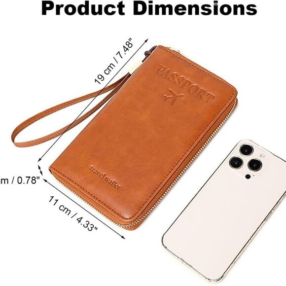 Passport Holder Wallet, RFID Blocking Travel Document Organizer Clutch Bag Credi - Picture 6 of 6